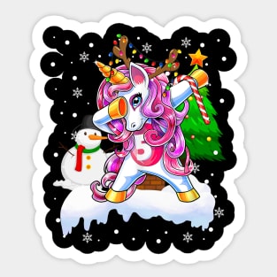 Funny Christmas Lights Dabbing Unicorn Snowman Dab Dance Unicorn Xmas Sticker